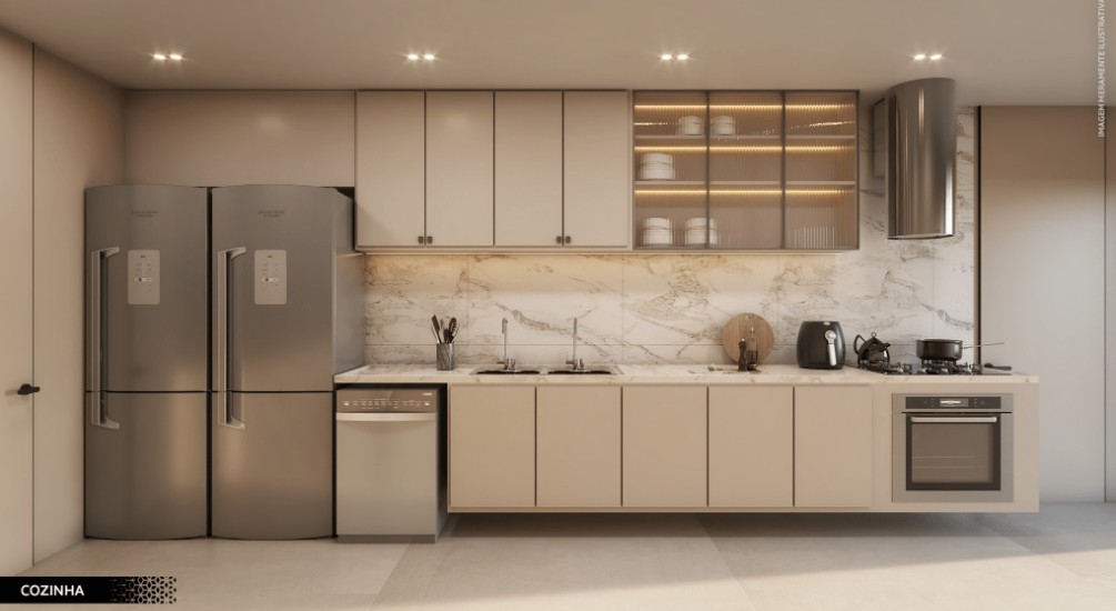 Cozinha espaçosa e funcional do Jardins Júlia Cavalcanti com alto padrão de acabamento