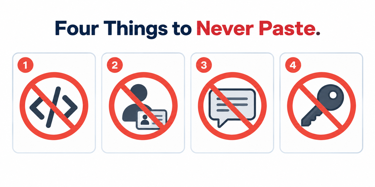 What You Should Never Paste Into ChatGPT/Claude at Work four categories