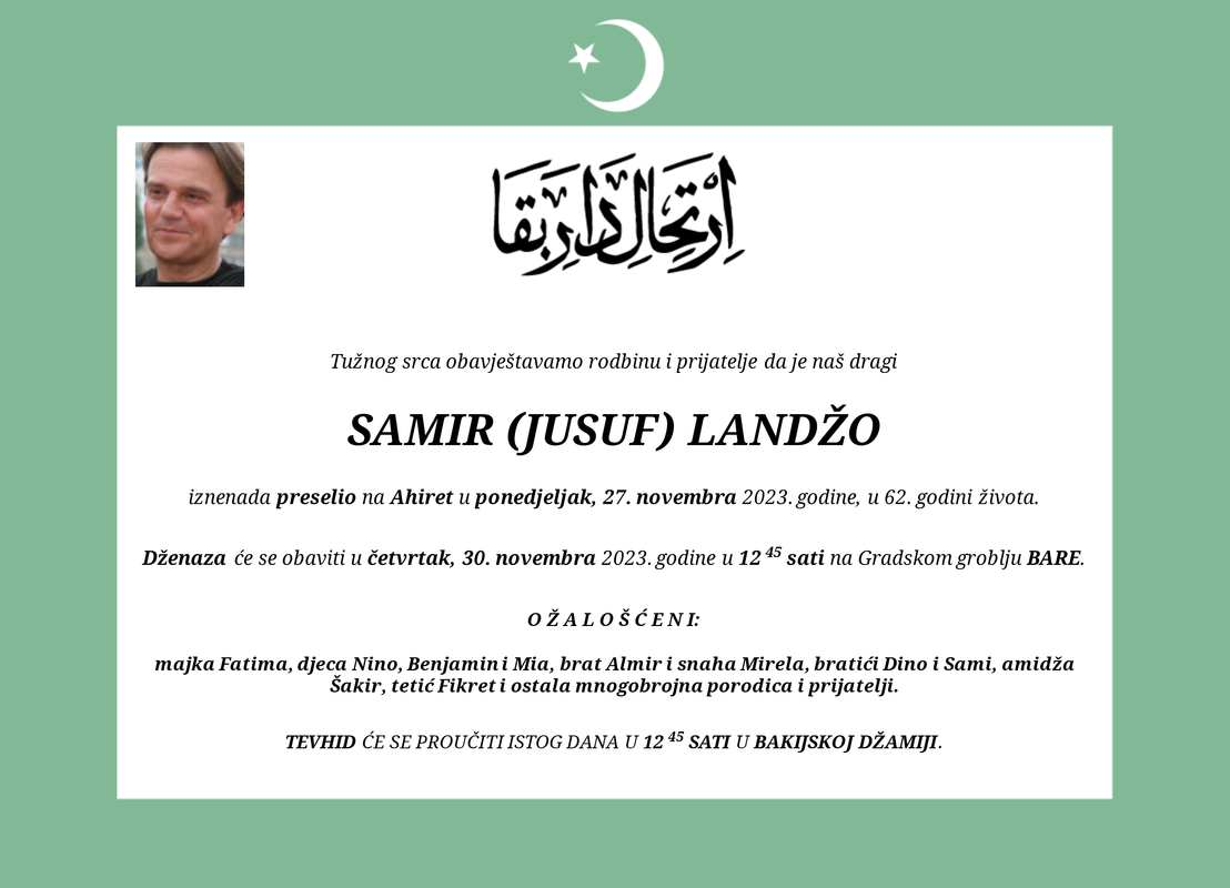 Smrtovnica SAMIR (JUSUF) LANDŽO