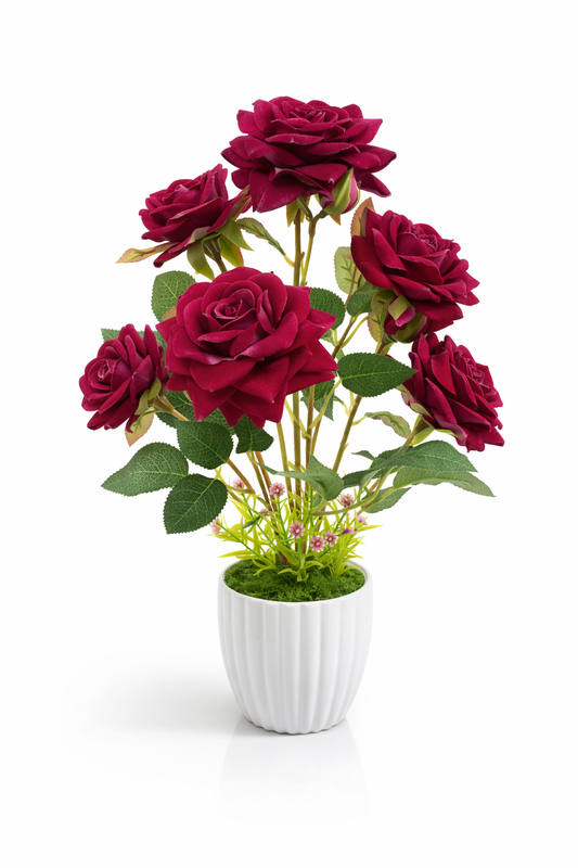 Artificial Rose Flower Vase Decor
