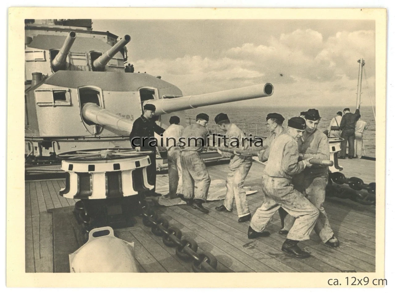 Orig Foto schwere Kreuzer Prinz Eugen Schiff ca 1940 Geschütz Turm A Graz