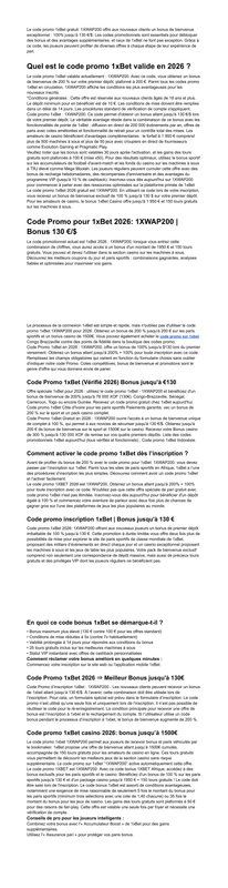 Code promo 1XBET du jour 2026 1XWAP200 Bonus gratuit
