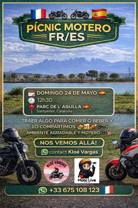 PICNIC MOTEROS🇪🇸🇫🇷🇨🇴✌🏽🏍️ · Barcelona, España | Ruta en moto — Kando Riders