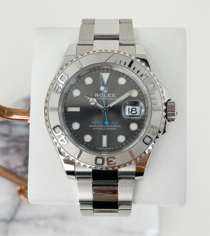 rolex yacht master 40 stainless steel dark rhodium dial platinum bezel oyster bracelet 116622 267756