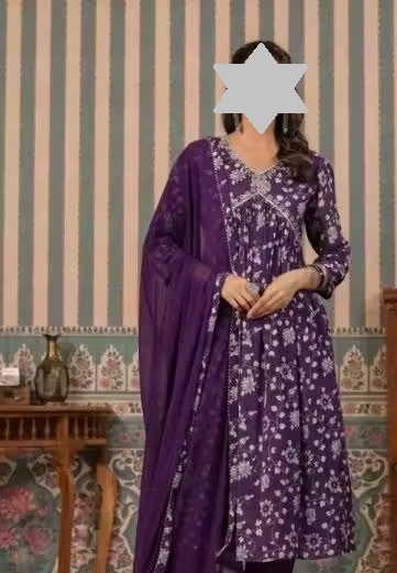 Women Floral Printed Aaliacut kurta, Pant and Dupatta set Color 1 (KS104)