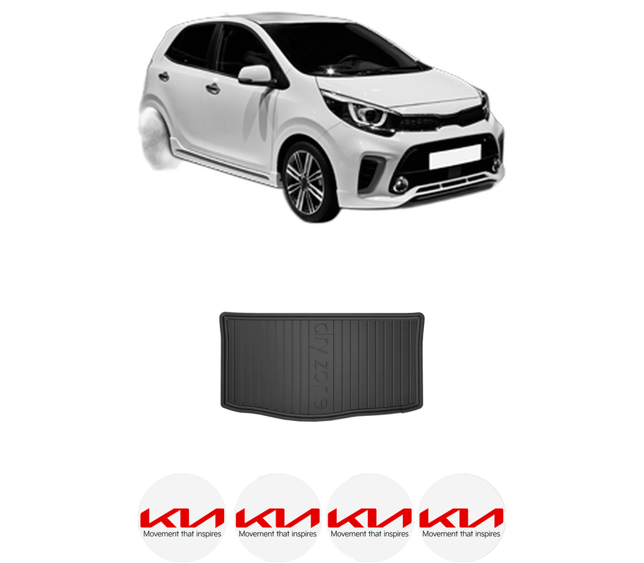 Tavita Portbagaj KIA PICANTO III (JA) din 2017-2020, Protectie Portbagaj Auto, 4x Stickere auto cu KIA
