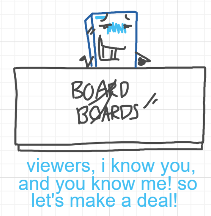 A panel from A Murder On The, episode six of the Board Boards object show by Furretwalk/WalkingFurret.
