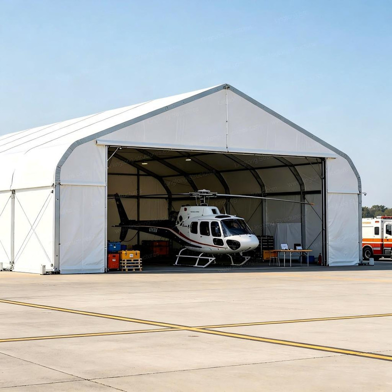 Commercial airliner temporary parking hangar tent for airline capacity adjustment