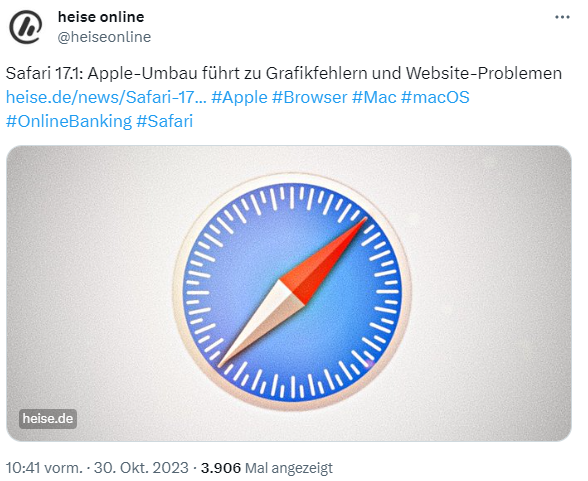 Safari 17.1 Probleme