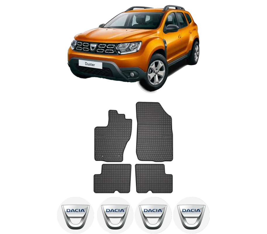 Set covorase presuri DACIA DUSTER SUV Van din 2011-2018, auto, din cauciuc thermoplastic, 4 Stickere auto cu DACIA