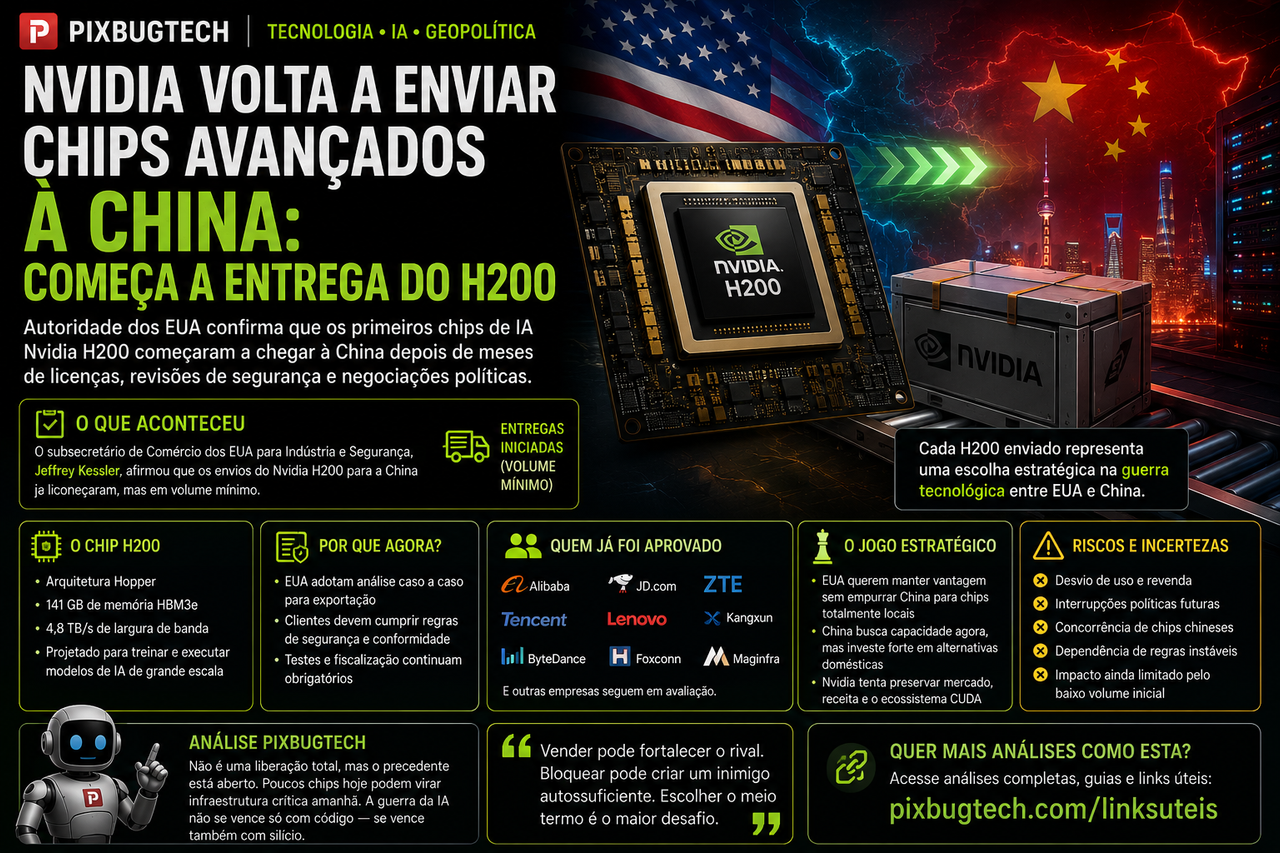 Nvidia volta a enviar chips avançados à China mas cada H200 atravessa uma guerra tecnológica maior que a própria IA