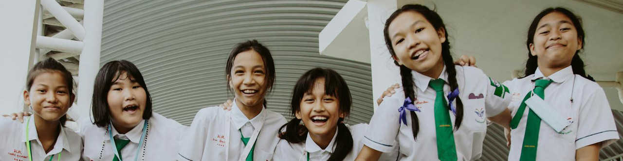 girls playing and laughing