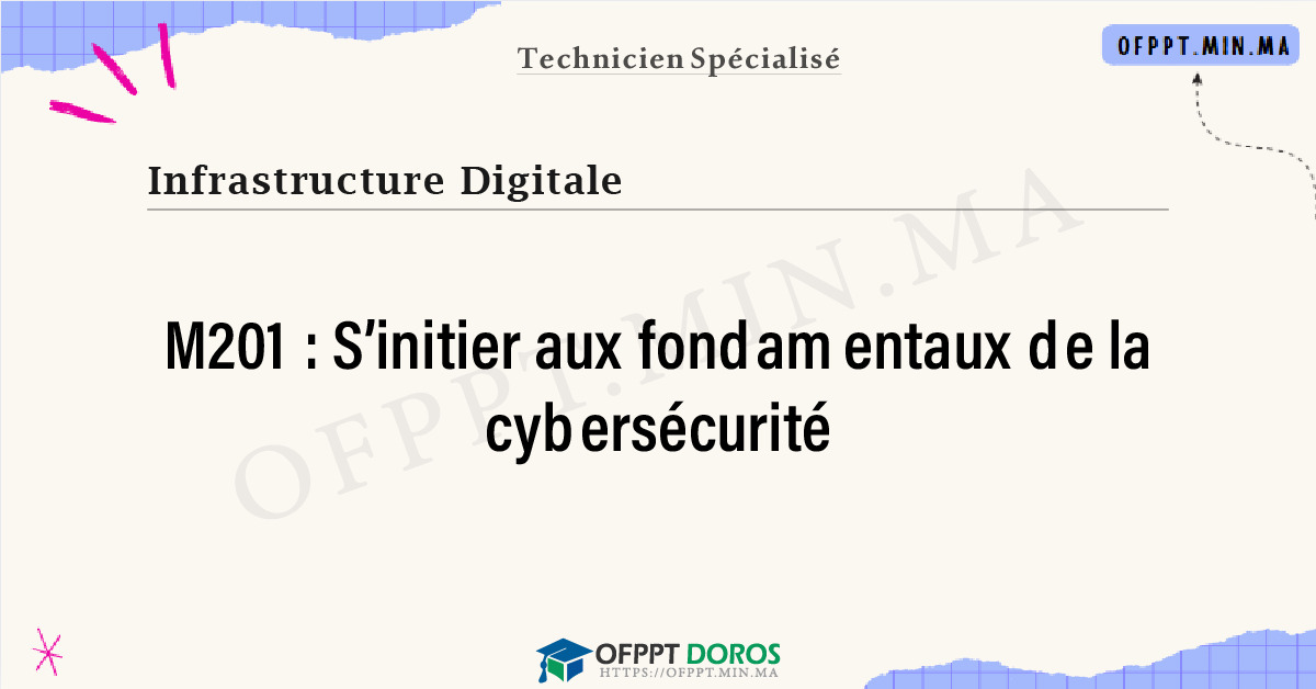 Sommaire détaillé du cours S’initier aux fondamentaux de la cybersécurité M201 OFPPT - Structure du module