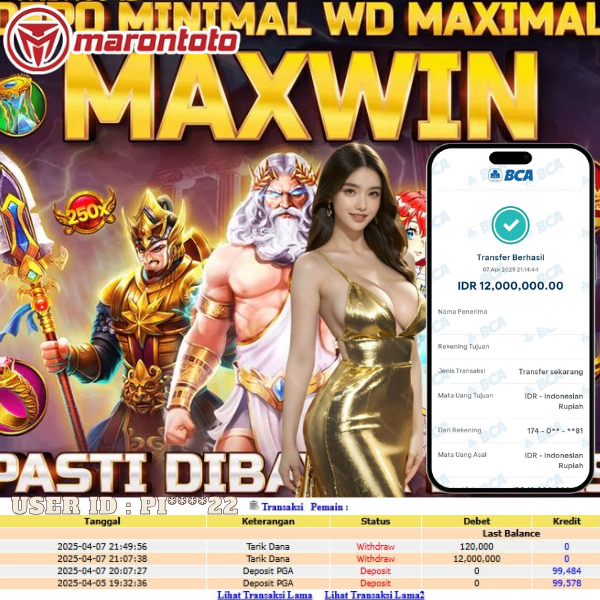 Bukti Kemenangan Member Marontoto Sebesar 12,000,000 JuTa