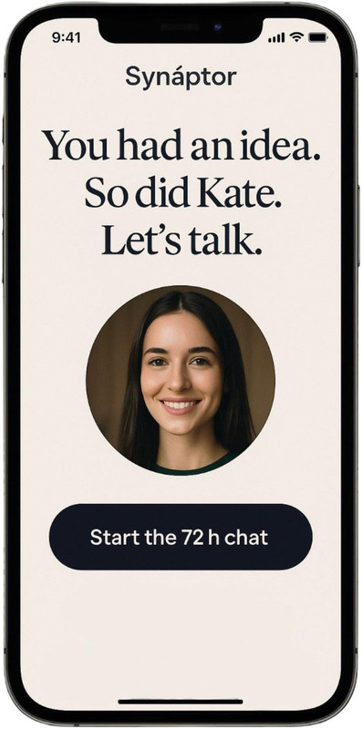 Schermata dell'app Synáptor che mostra una proposta di chat.
