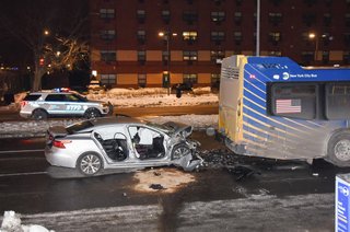 Sedan crashes into MTA bus in the Bronx