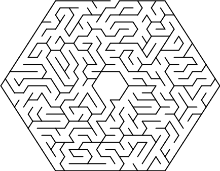 Hexagonal-delta-maze-with-12-cells-side-