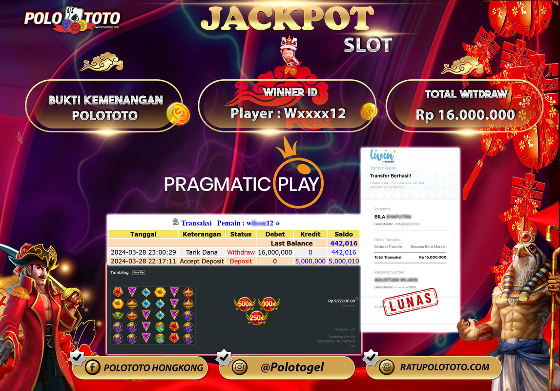 POLOTOTO JACKPOT SLOT GATES OF OLYMPUS Rp. 16.000.000,- LUNAS