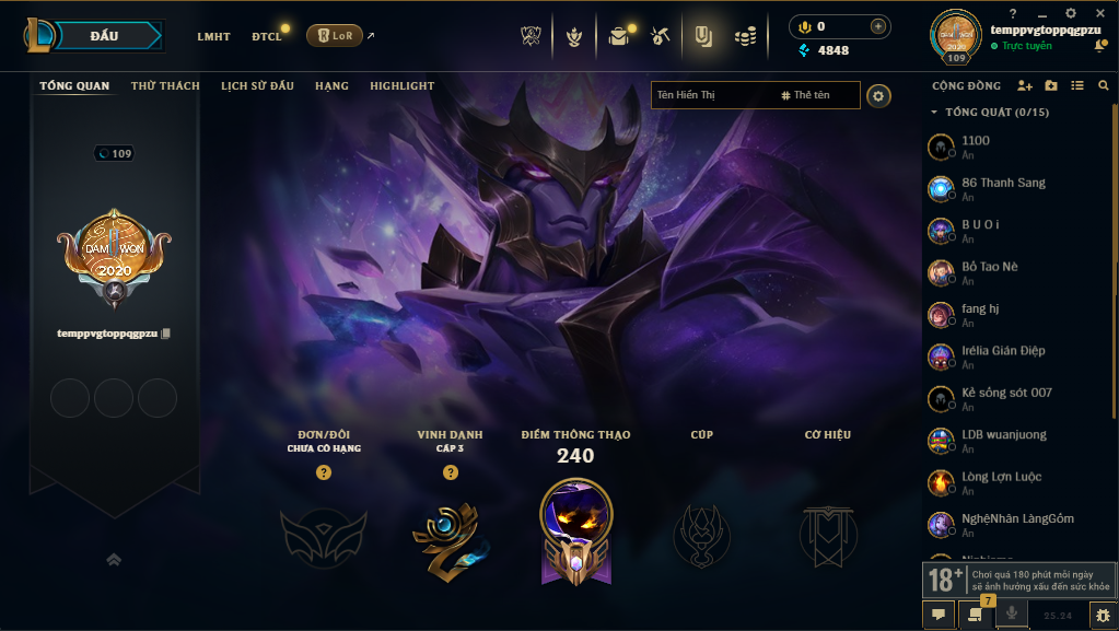 Acc LMHT # - Không Khung