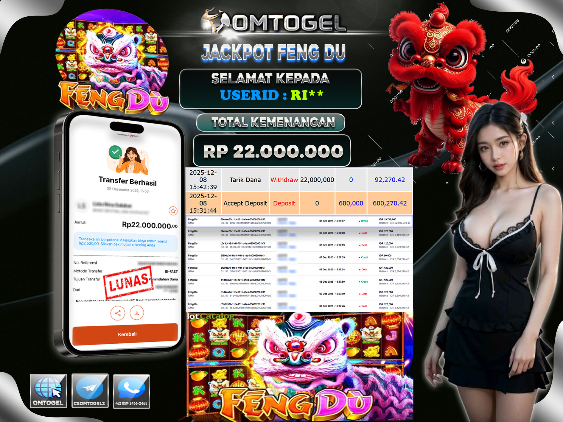 OMTOGEL JACKPOT GMW FENG DU ,22 JUTA DI BAYAR LUNAS ,-