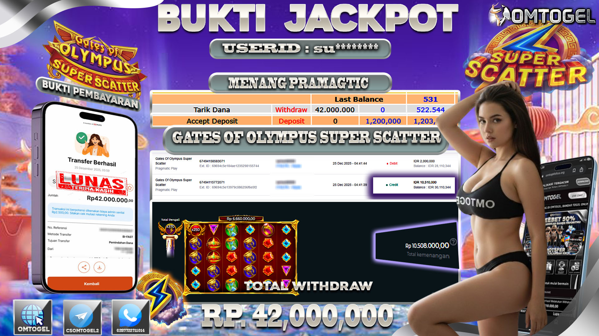 OMTOGEL JACKPOT PRAGMATIC PLAY GATES OF OLYMPUS SUPER SCATTER ,42 JUTA DI BAYAR LUNAS ,-