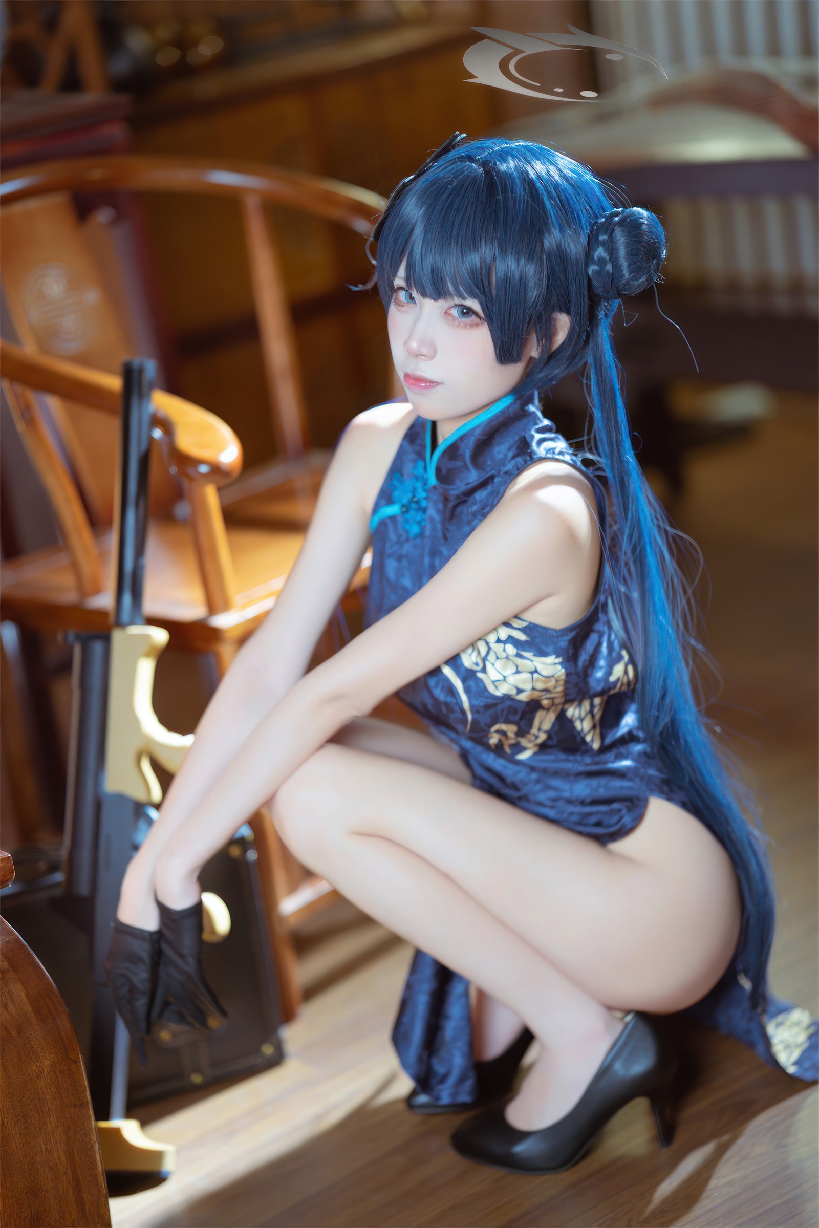 三無人型 COS 二次元：蔚蓝档案龙华妃咲旗袍写真（42P／407M）插图1