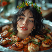 Garden wedding wom served Black hair head 0 08