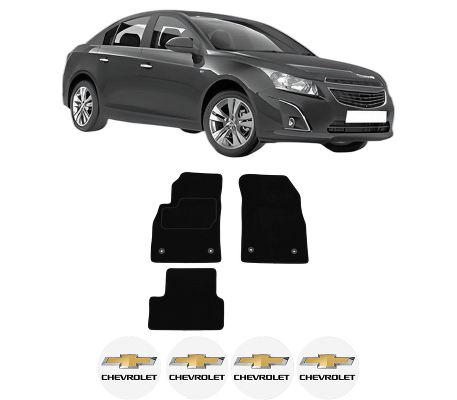 Set Covorase Presuri CHEVROLET CRUZE (J300) din 2009-2013, Auto, Material Textil Mocheta, 4 Stickere auto cu CHEVROLET