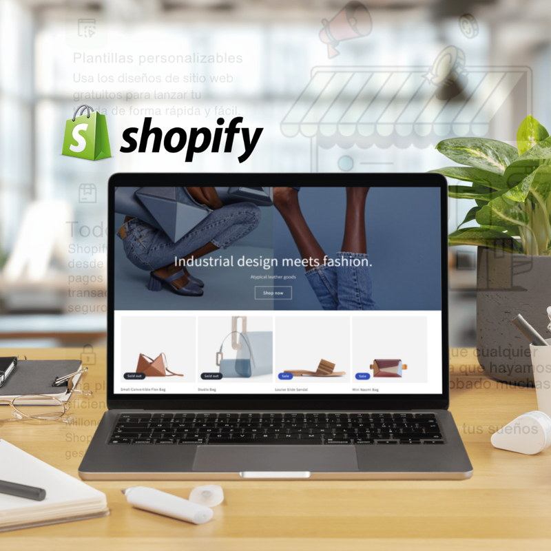 Laptop showing a professional Shopify store dashboard