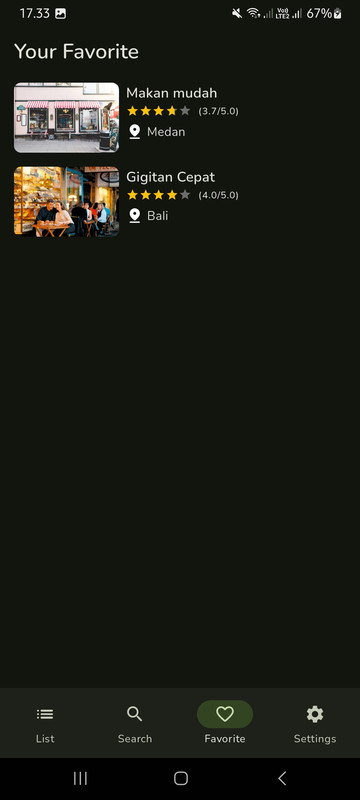 Favorite Screen (Dark Mode)