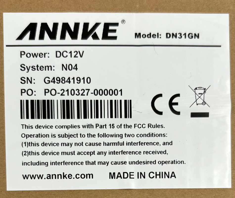 ANNKE DN31GN 32 CHANNEL DIGITAL VIDEO RECORDER SYSTEM 1 TB