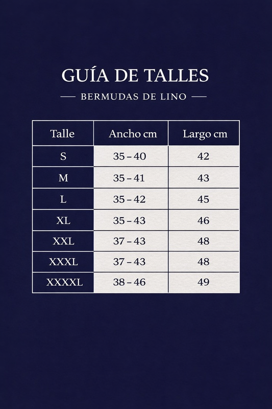 Tabla de talles bermudas