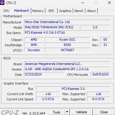 cpu z carte mere