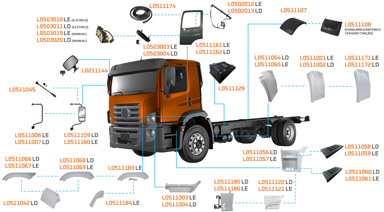 MAN-CONSTELLATION CABINE BAIXA 2006 A ....-13-180, 13-190, 15-180, 15-190, 17-190, 17-230, 17-250, 17-260, 17-280, 19-320-D08 36 280-EATON-ACABAMENTO PERFIL