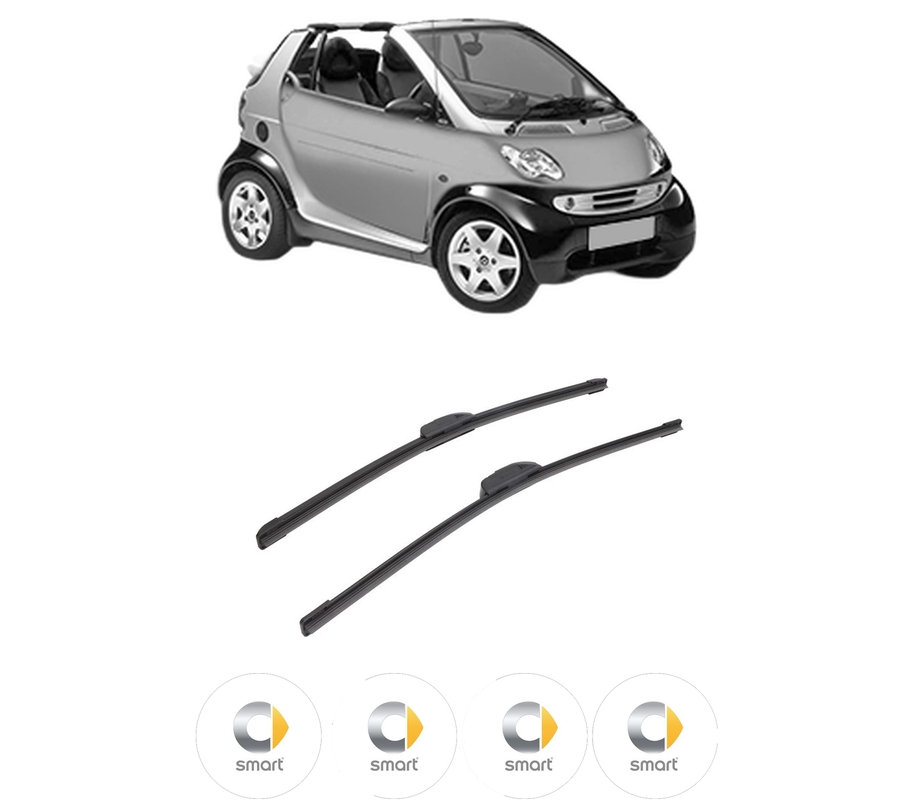 Set stergatoare auto SMART FORTWO Cabrio (450) din 2004-2007, pentru parbriz auto, 2 bucati, Bosch Aerotwin Retrofit, din cauciuc siliconat rezistent, 4 Stickere Auto SMART