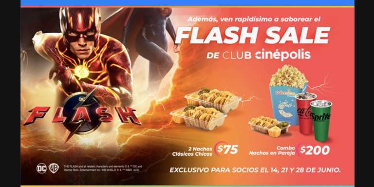 Cinépolis Flash Sale (Combo Nachos en Pareja $200, 2 Nachos tradicionales por $75) | Exclusivo socios; solo 14, 21 y 28 de Junio 
