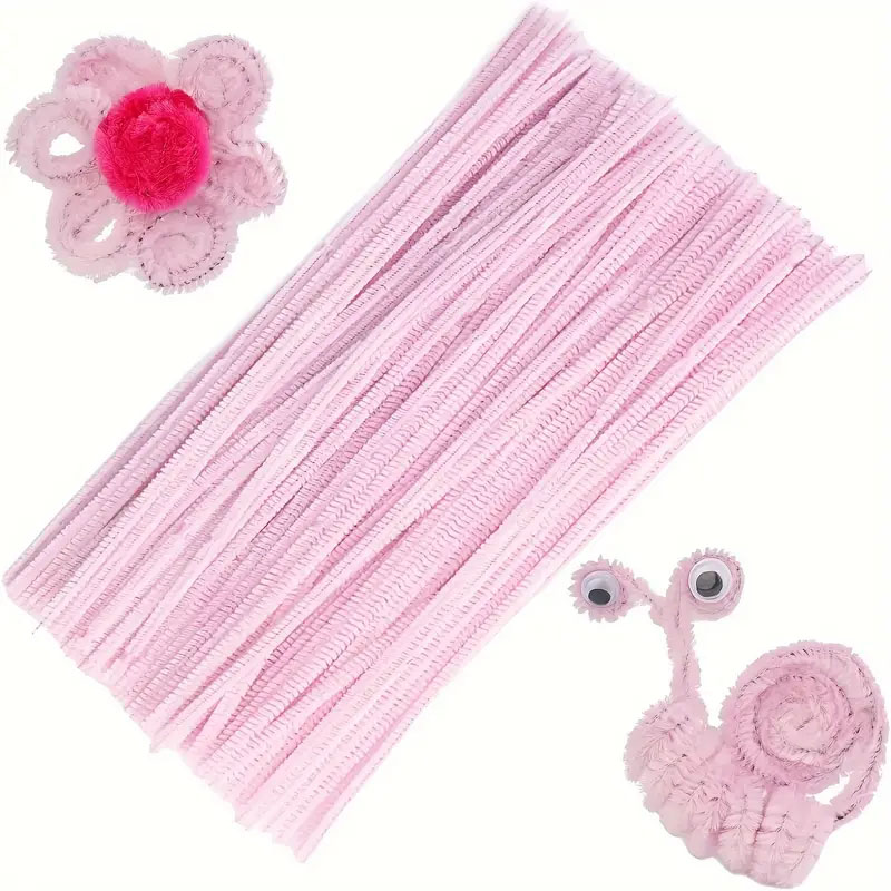 30 Chelines LimpiaPipas rosado pastel para flores adornos y muñecos