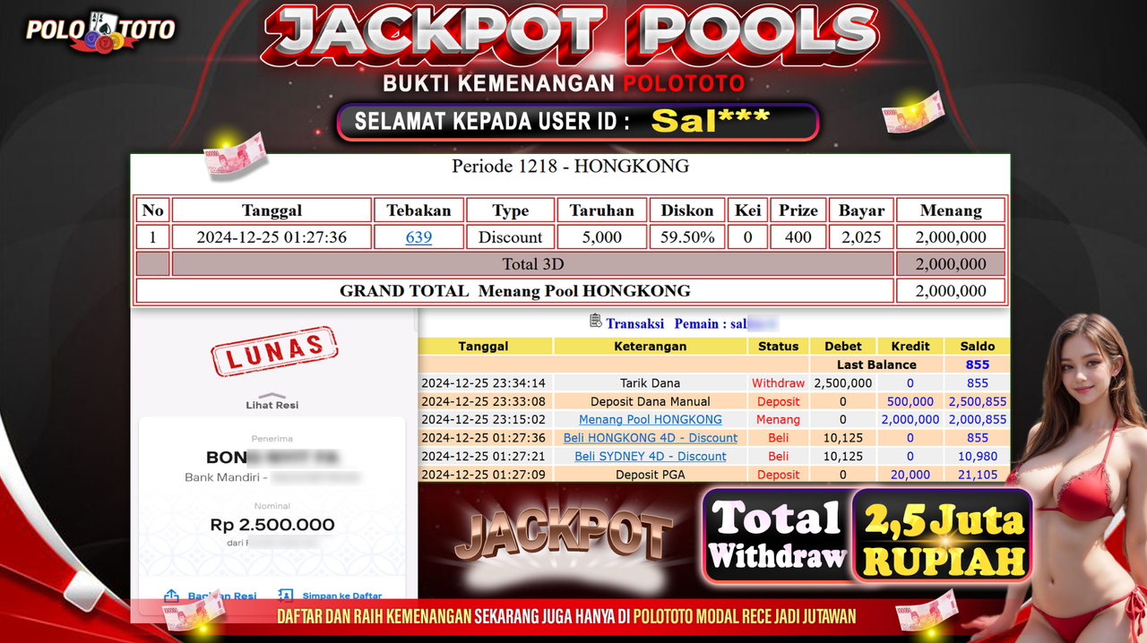 POLOTOTO JACKPOT TOGEL PASARAN HONGKONG Rp.2,500.000,-