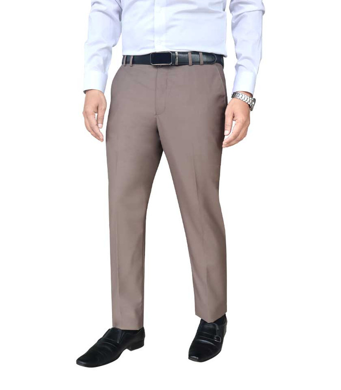 Men’s Trouser Formal Slim Fit Plain Front Cross Pocket Color: 900 (1.LT COFFEE)S