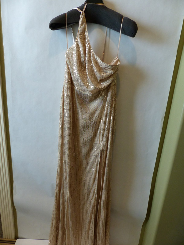 FASHION NOVA MAKING A STATEMENT SEQUIN MAXI DRESS GOLD SIZE M  4268527