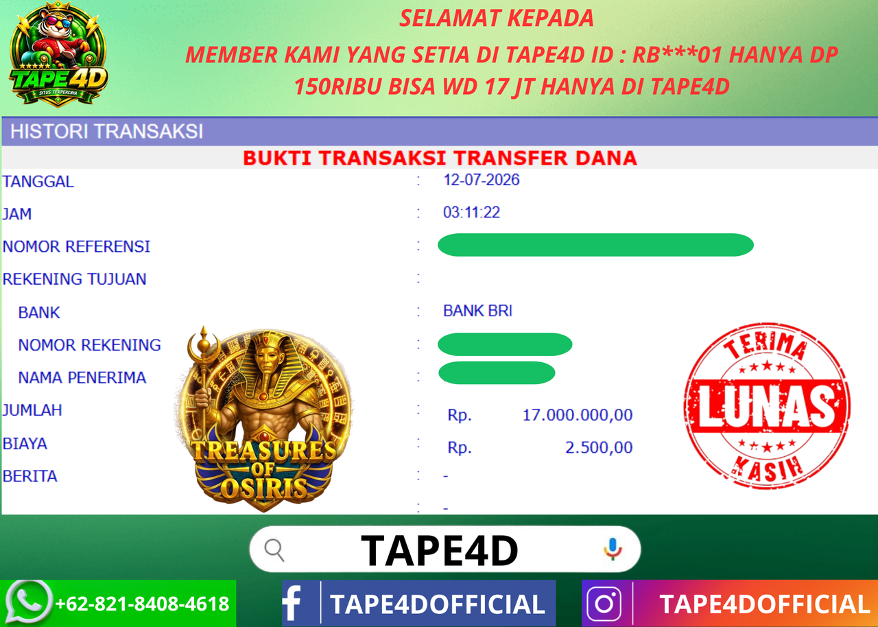 TAPE4D TRESURES OF OSIRIS PRAMATIC 17.000.000-LUNAS