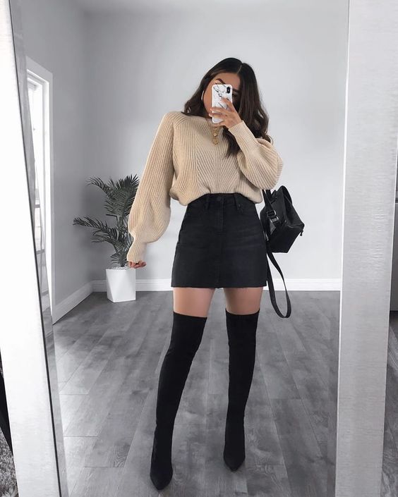 Winter Knee High Boots Outfit