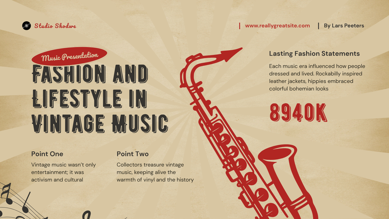 Cream Red Vintage Retro Music Presentation