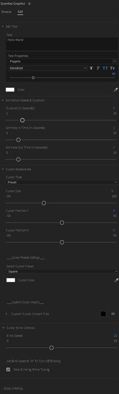 Mogrt UI Premiere Pro