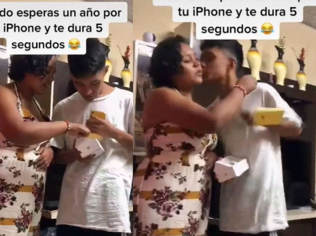 Joven recibe un iPhone de Navidad y se le cae al abrirlo