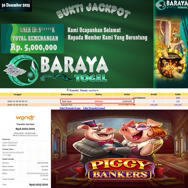 Rp. 5.000.000.- WD LUNAS DI BARAYATOGEL