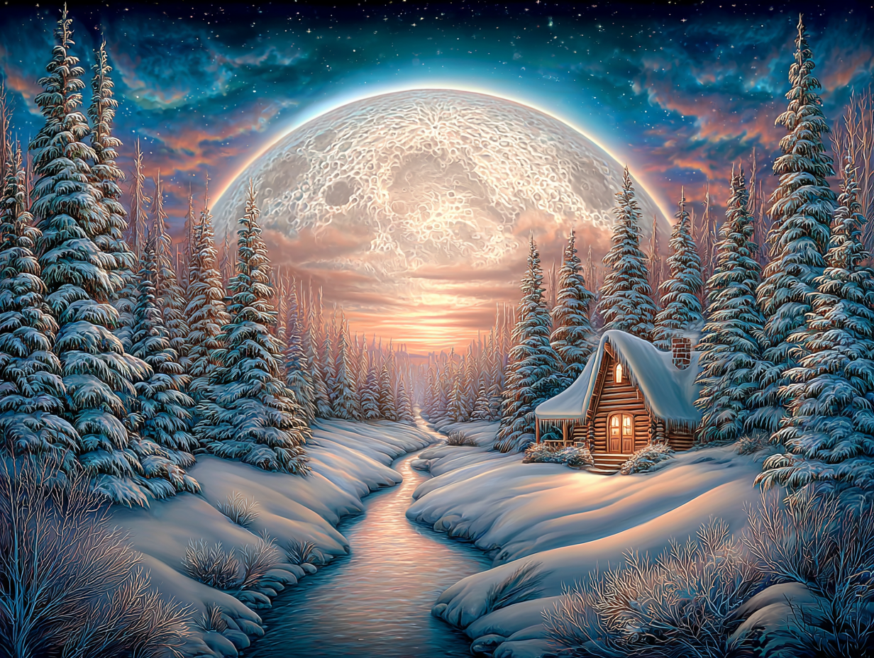 u7722183643 Create a Winter scene with a full snow moon cozy 341f1d15 ca1d 44a0 8ebf 4325807ac9a0 0