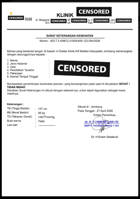 Contoh Surat Sehat