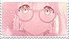 pastel pink filtered anime girl with glasses
