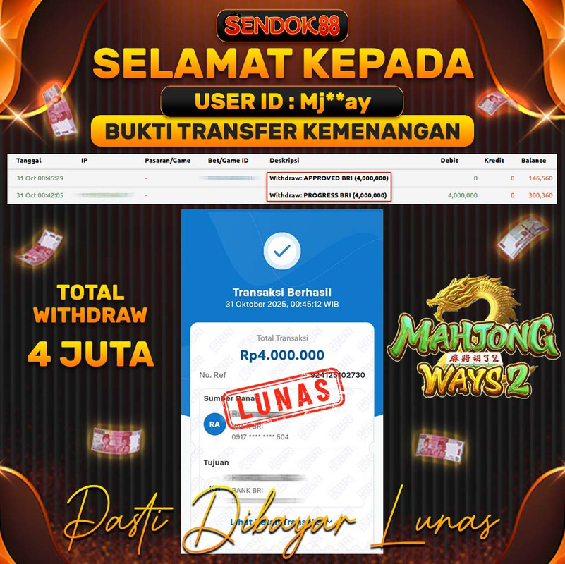 SENDOK88 JEPE! MAHJONG WAYS 2 Rp 4.000.000,- LUNAS!